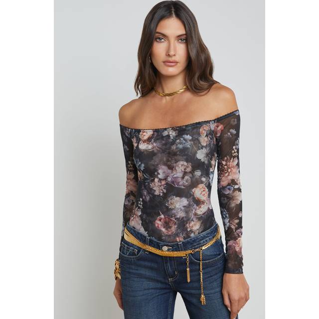 L'AGENCE Peonie Off-The-Shoulder Bodysuit In Black - XL