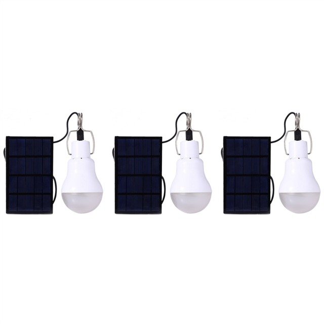 3X Solar Panel Powered LED Bulb Light Portable Outdoor Camping Tent Energy Lamp 15W