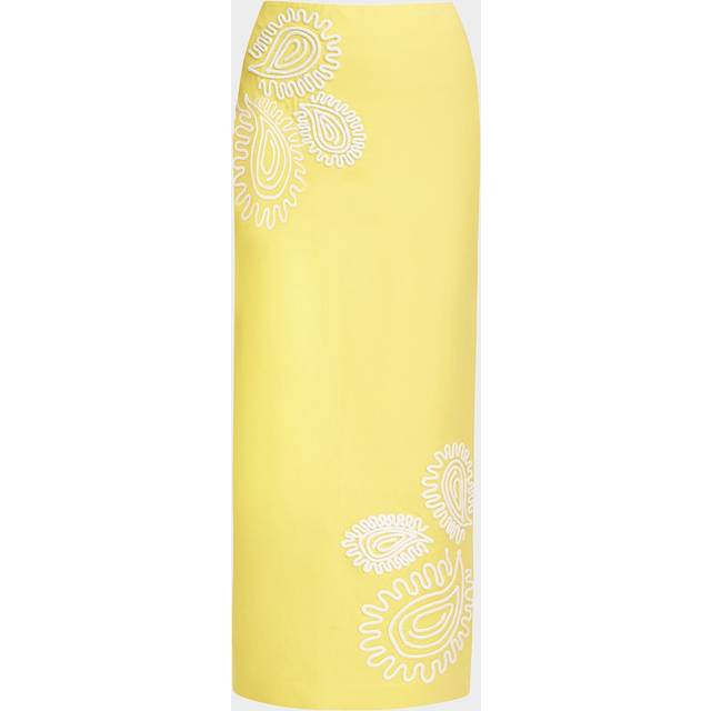 Carly Embroidered Maxi Skirt - LEMON - 8