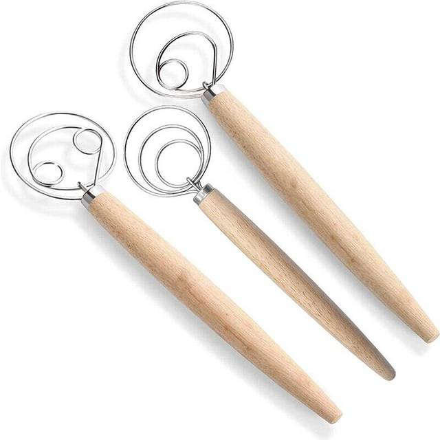 Danish Dough Whisk Bread Mixer,3 Pcs Stainless Steel Dutch Whisk for Cake Dessert Bread Pizza Pastry Kitchen Baking Tool