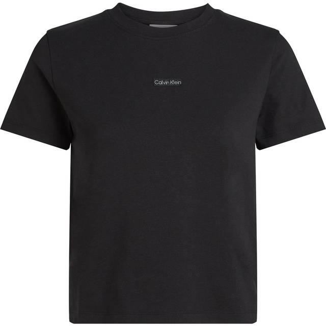 Slim Cropped Badge T-shirt - Black - M