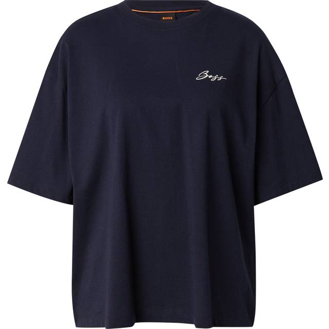 Oversized T-shirt in cotton jersey with logo artwork - Dark Blue