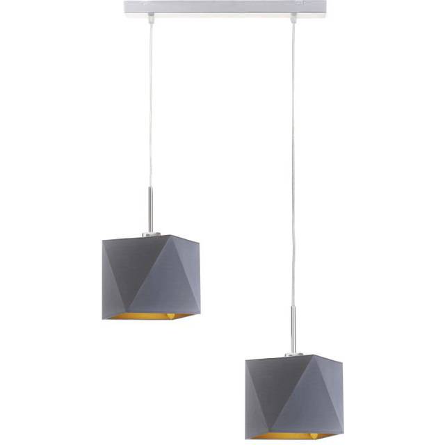 Robby 2-Light Kitchen Island Square Pendant - Brushed Chrome (120cm H X 40cm W X 40cm D)