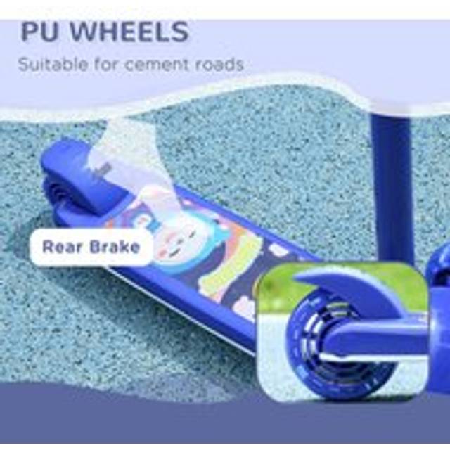 Aiyaplay Kids 3 Wheel Scooter For 2-6 Years Old W/ Adjustable Height, Led Light, Tpe Handlebar, Blue