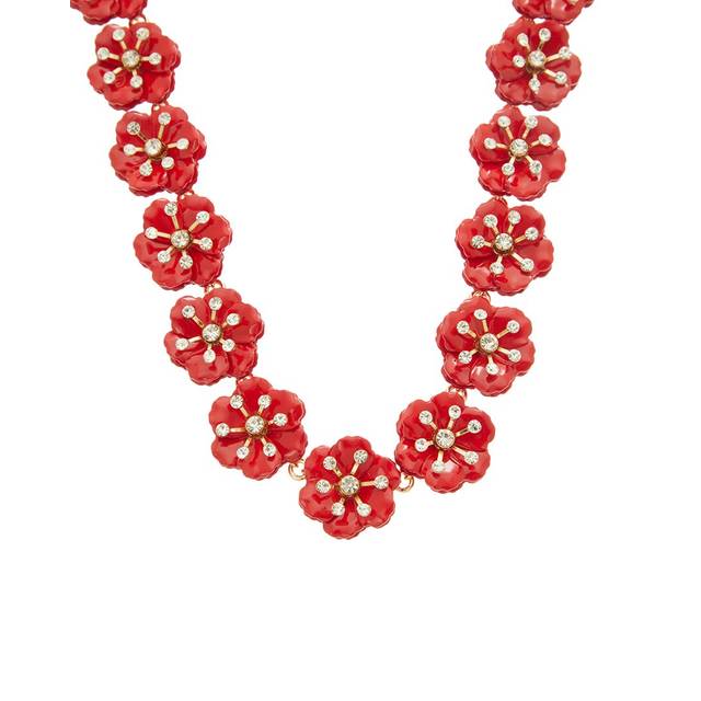 Carolina Herrera Cz Enamel Small Flower Necklace