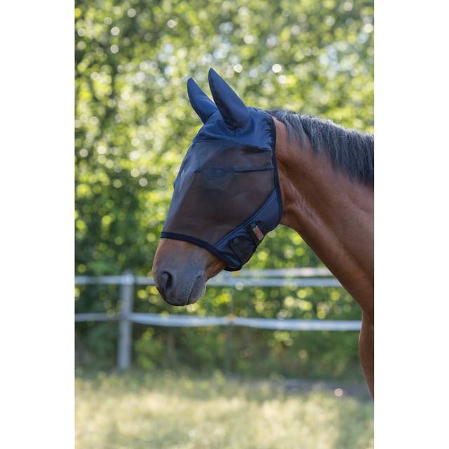 Fly mask for horses with ear protection Covalliero SuperFly - Bleu