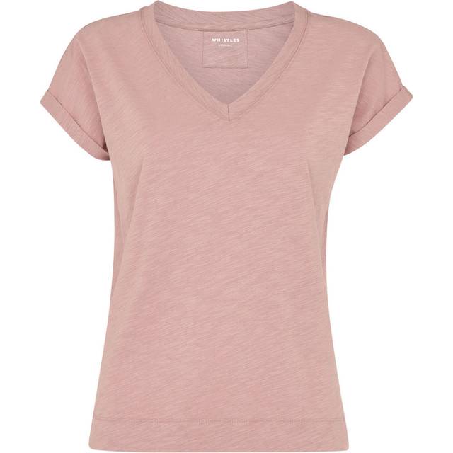 Whistles Willa Organic Cotton V-Neck Cap Sleeve T-Shirt