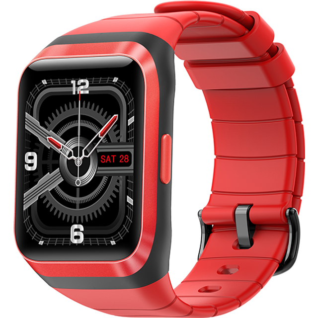 (Red) Full Touch Screen GPS+GLONASS+Beidou Positioning Heart Rate Blood Oxygen Monitor IP68 Waterproof BT5.0 Outdoor Smart Watch
