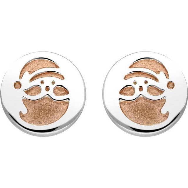 Rose Gold Plated Sterling Silver Santa Stencil Stud Earrings - Option1 Value Rose Gold
