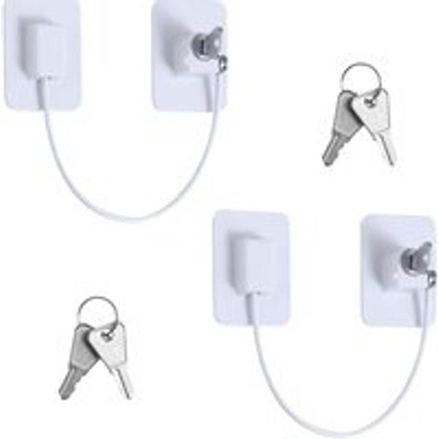 2 Pcs Child Window Safety Locks, Child Protection Window Locks with 4 Keys, Strong Adhesive Fridge Lock for Locking Door Cupboard Cabinet Drawer