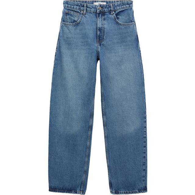 Mango Carlo Mid Rise Balloon Jeans, Open Blue