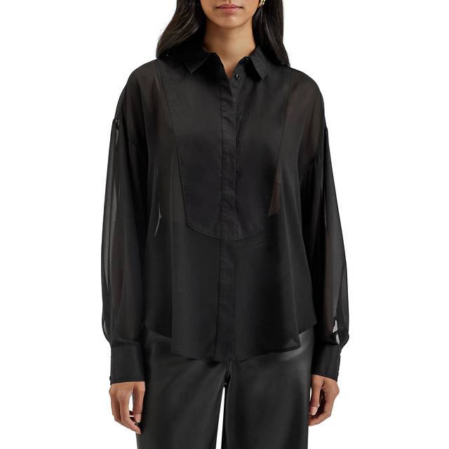 Ted Baker Chiffon Bib Bls - Black