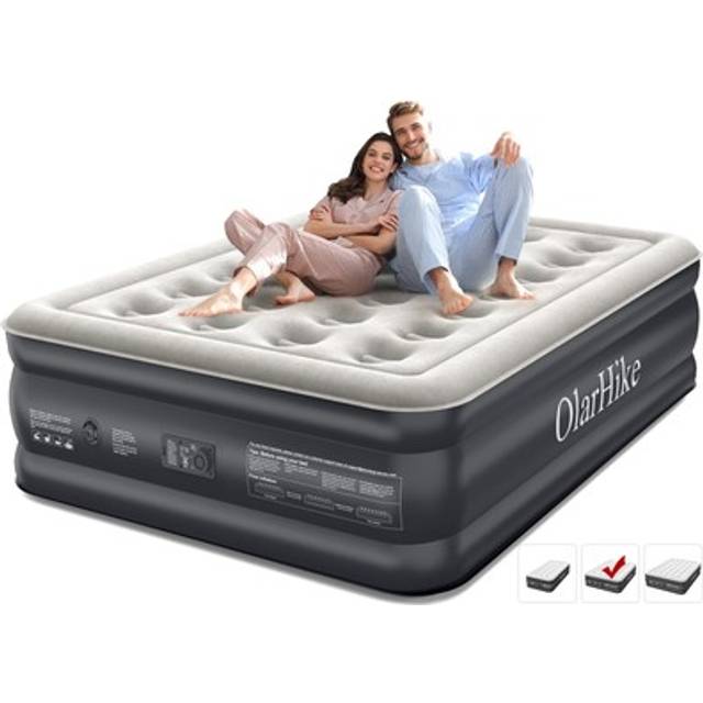 OlarHike Inflatable Mattress, Air Bed Double with Built-in Electric Pump, King Size Blow Up Self Inflating Guest Airbed with Flocked Surface for