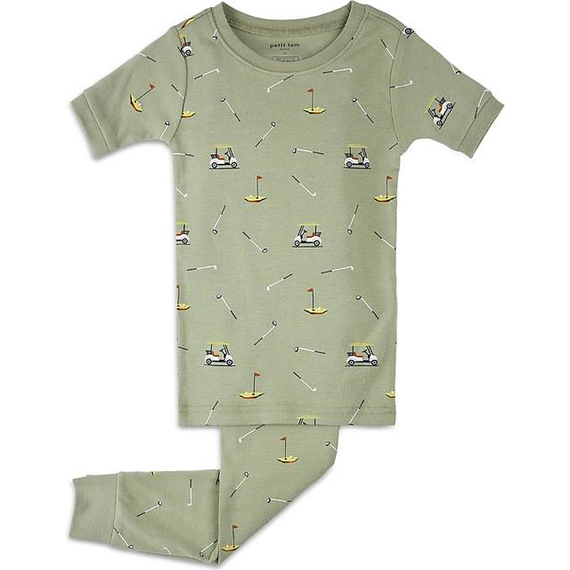petit lem Boys' Golf Print on Seagrass Short-Sleeve Pajama Set - Little Kid