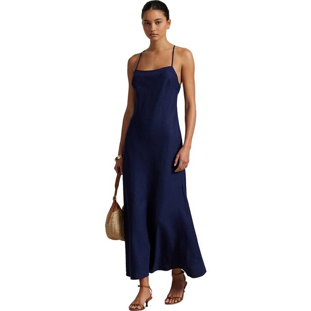 Linen Sleeveless A-Line Dress - NEWPORT NAVY - 8