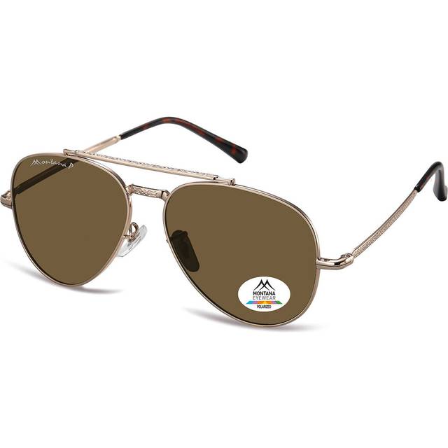 Montana Eyewear MP185 Polarized MP185A Men's Sunglasses Gold Size 58 - Shiny Gold (58)