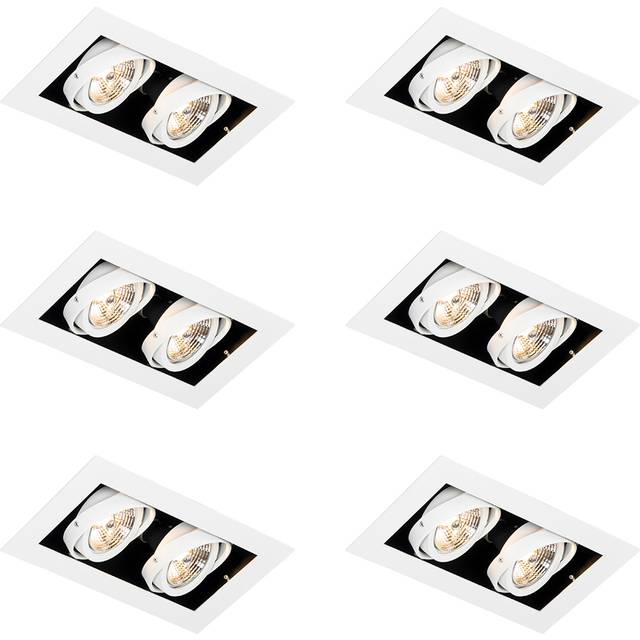 Set med 6 moderna infällda spotlights vita 2-ljus justerbara - Oneon 70