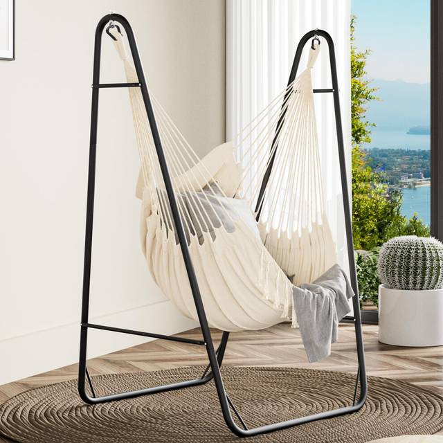 YITAHOME Hammock with Stand, Max. load 150 kg, Hammock Stand with Hanging Swing, 132x90x160 cm, Sturdy Steel Frame, Swing Chair with 2 Hooks and 1