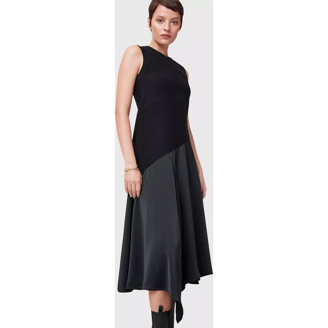 AllSaints Pia Organic Cotton Rich Satin Dress, Black