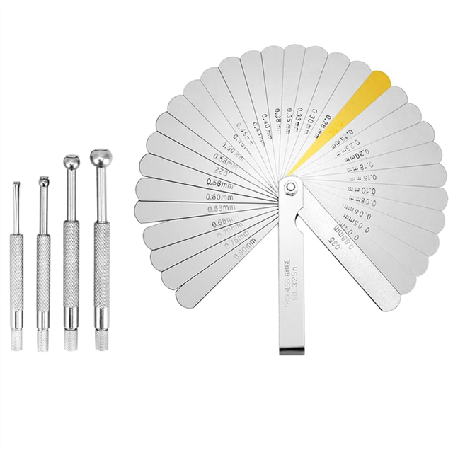 Stainless Steel Telescoping Bore Gauge Set - 1/8Inch to 1/2Inch Range and Feeler Dual Marked Measuring Tool