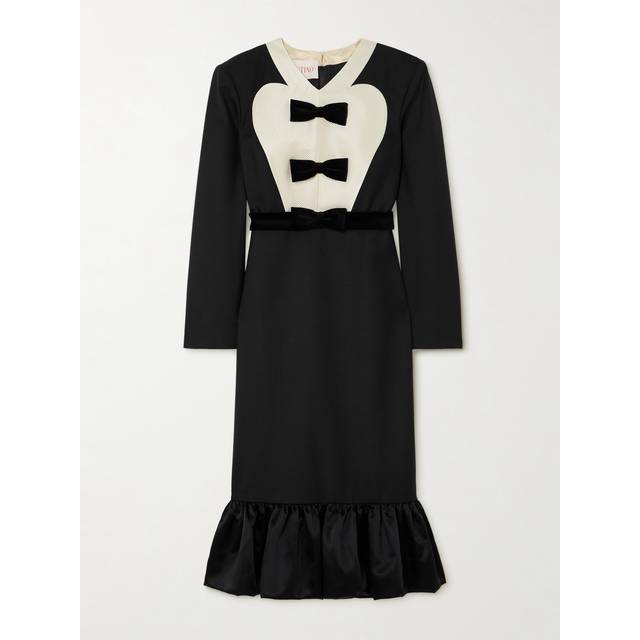 Valentino Women's Midi Wool Dress With Bows in Black | Size 42 | 6B0VADH08VB Color AUY (42)