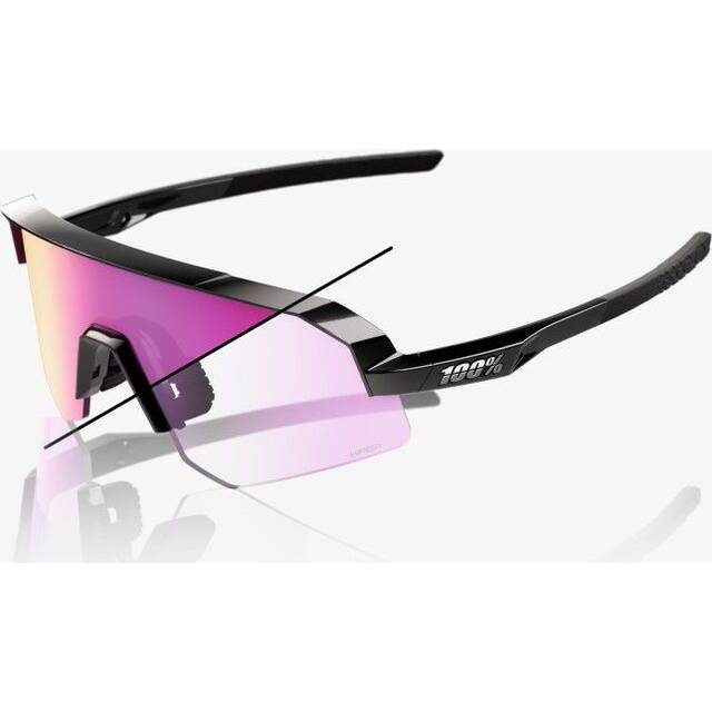 100% Slendale SL Photochromic Sunglasses - Gloss Black - Photochromic Purple Mirror Lens