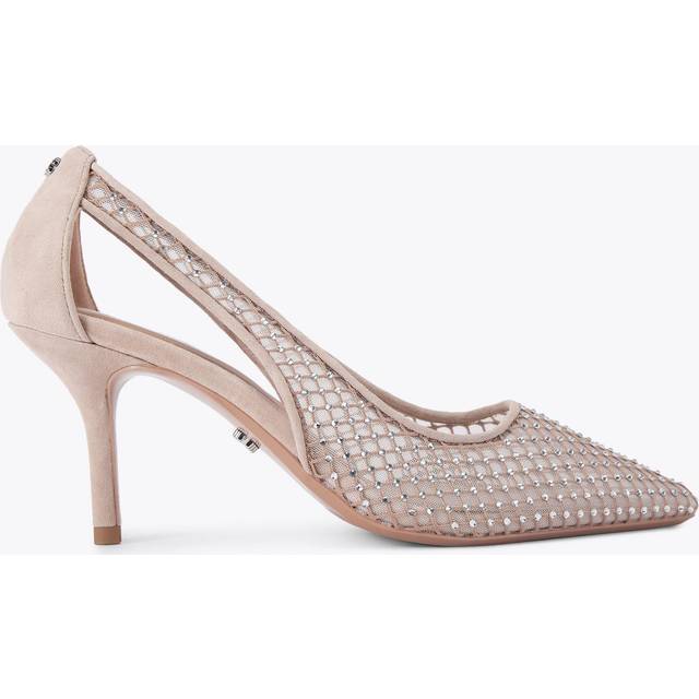 Carvela Hotsox Embellished Mesh Pointed Heeled Courts, Blush