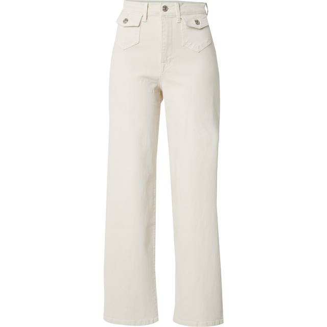 Only Hope High Waist Wide Leg Pocket Pant - Cream, Cream, Size 31, Women