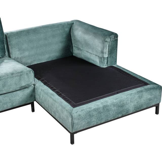 Beliani Left Hand Velvet Corner Sofa Teal Oslo, Blue
