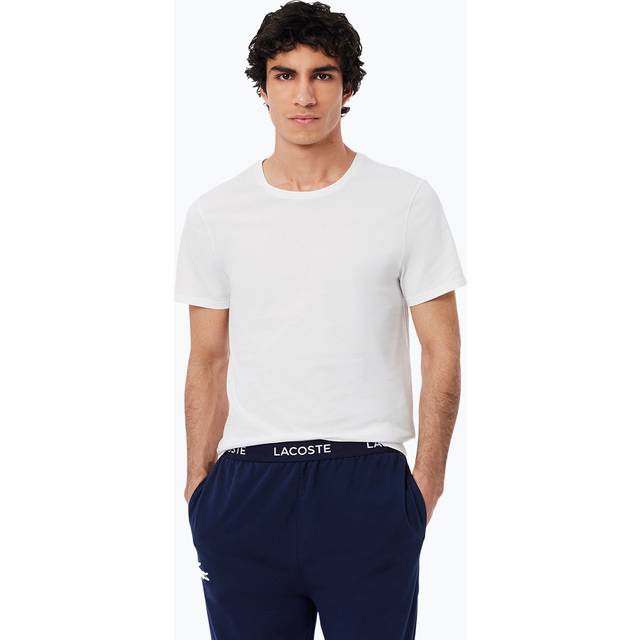 Men's Lacoste Mens 3-Pack Plain Mens T-Shirts - White - Size: 40