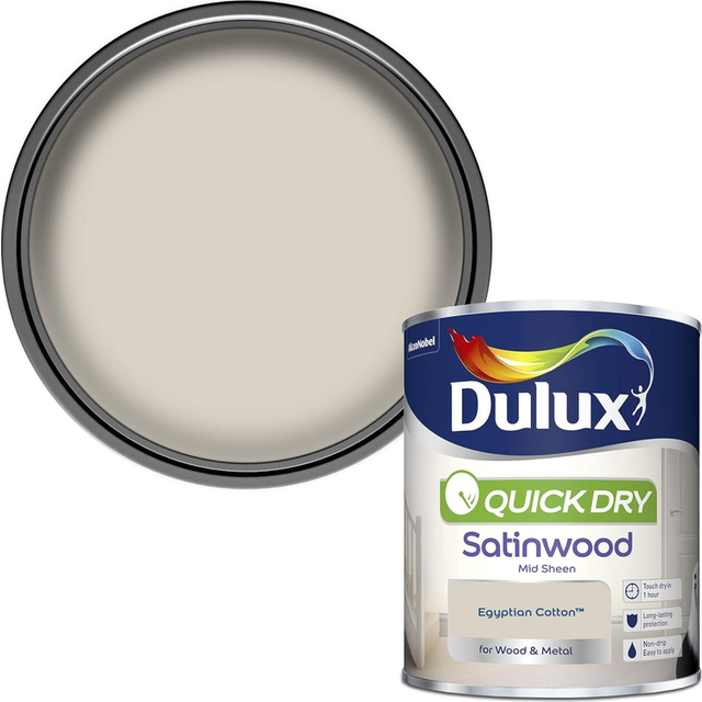 Dulux quick dry satinwood paint wood & metal egyptian cotton 750ml uk