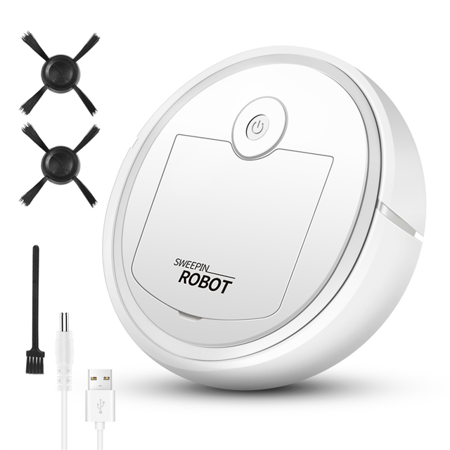 Robotic Vacuum Intelligent Low Noise Floor Sweeper Dust Catcher Carpet Cleaner ,White