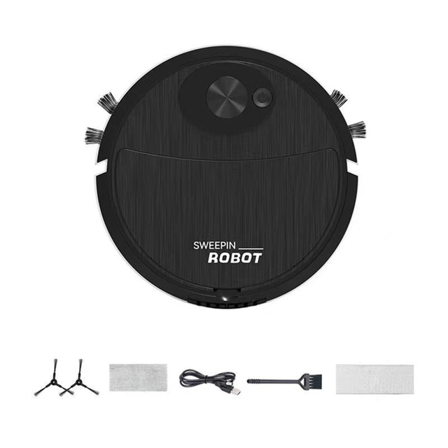 Mini Cleaning Sweeping Robot Automatic Vacuum Ultra Thin Silent Hard Floor Machine,Black