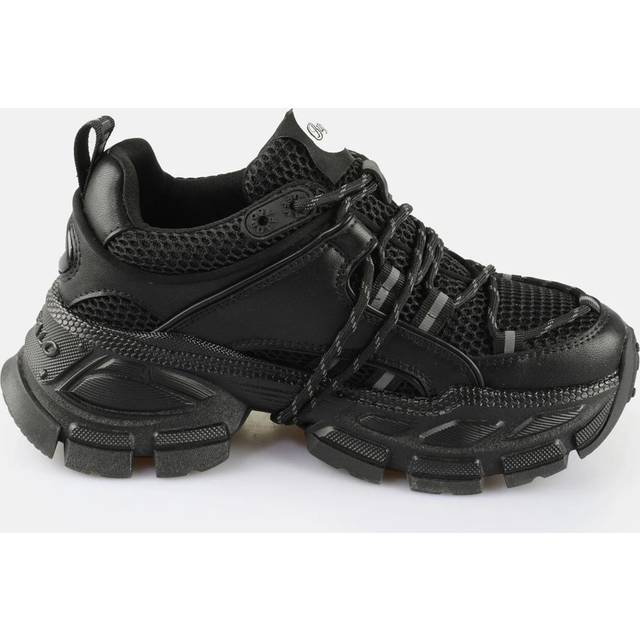 Women's vegan nappa and mesh sneakers Buffalo Saturn Lace - Noir