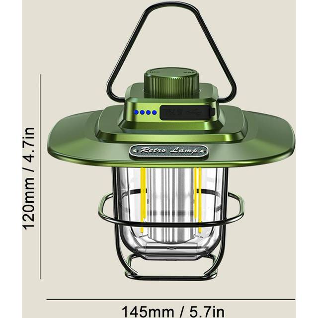 Vintage LED campinglykta Vattentät typ C uppladdningsbar campinglampa för utomhusbruk svart