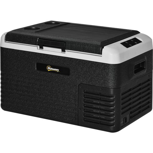 Outsunny 30L Car Refrigerator, Portable Compressor Car Fridge Freezer, Electric Cooler Box with 12/24V DC and 110-240V AC for Picnic, Down to -20℃
