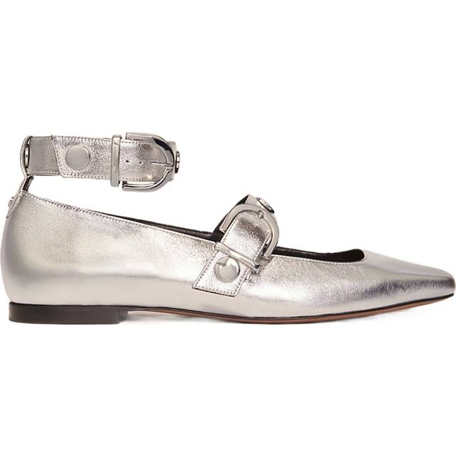 Babies En Cuir Métallisé - Argent - Maje -  Doublure: cuir de chèvrePremière de propreté: cuir de chèvreRivet: 100% zincSemelle extérieure: 100% résineTige: cuir de vacheBoucle: 100% zinc - Vêtements & accessoires > Chaussures > Ballerines
