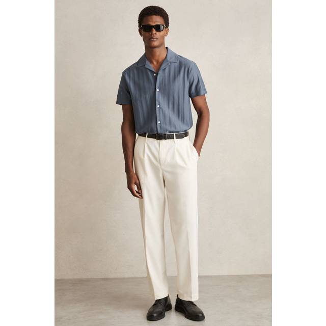 Reiss Sampson Cotton Short Sleeve Shirt, Blue