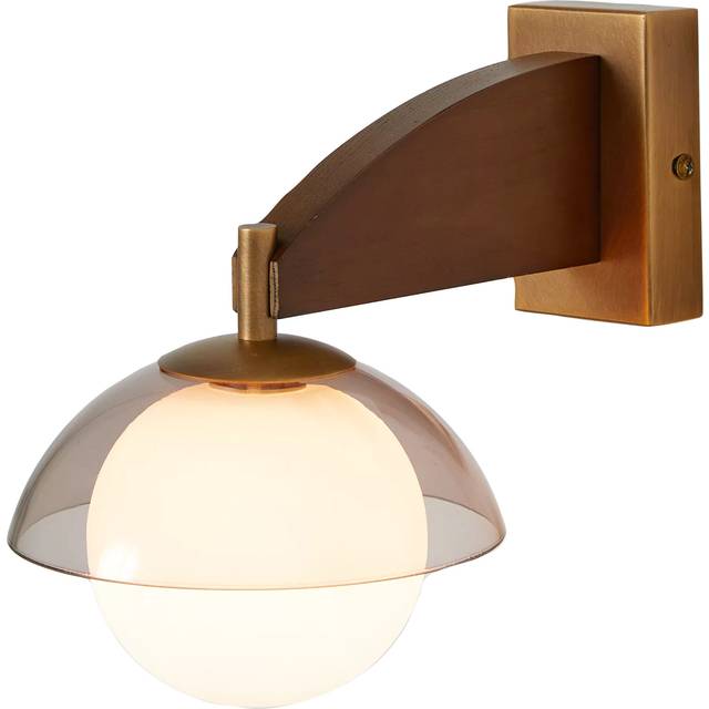 MADE Layla Glass Orb Wall Light, Walnut