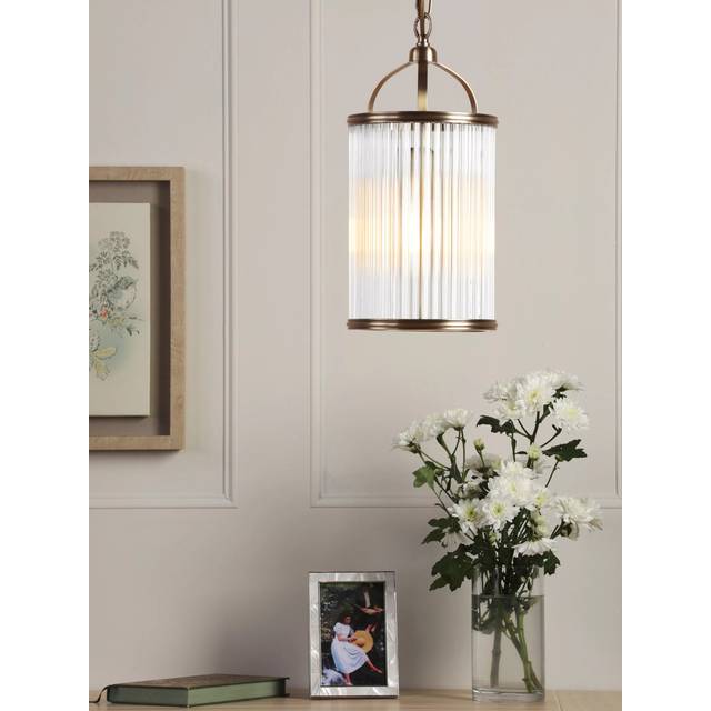 Laura Ashley Sutton 1 Ceiling Pendant Light, Antique Brass