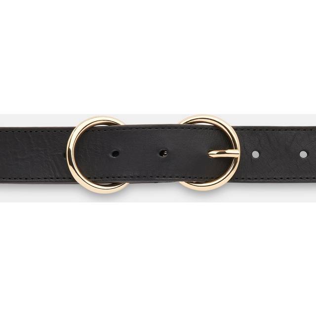 Whistles Double Ring Buckle Leather Belt, Black