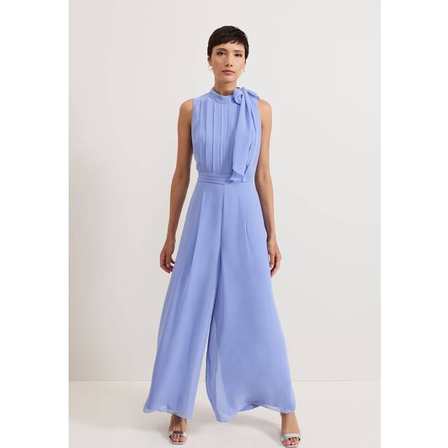 Phase Eight Lucie Tie Neck Jumpsuit, Blue