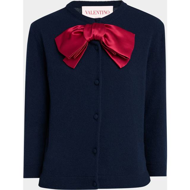 Valentino Cardigan With Bow Woman NAVY/ RED XXS