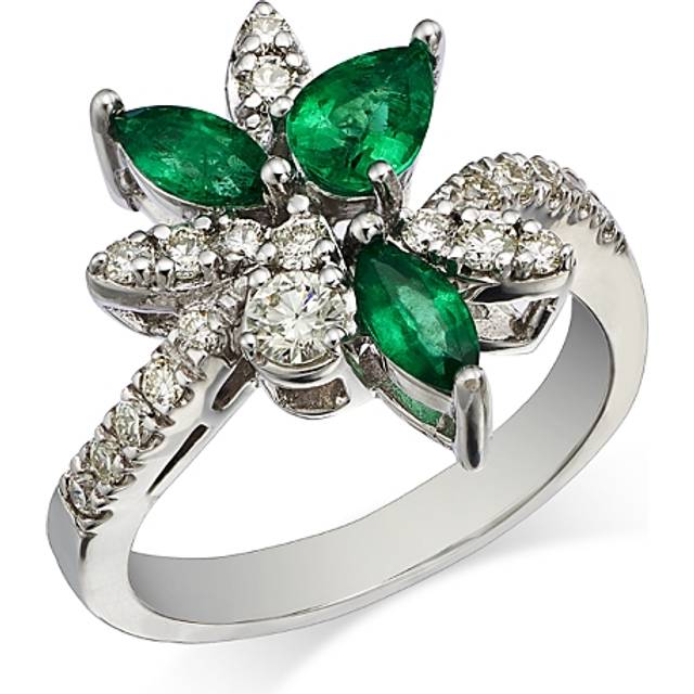 Bloomingdale's Fine Collection Emerald & Diamond Flower Motif Cluster Ring in 14K White Gold