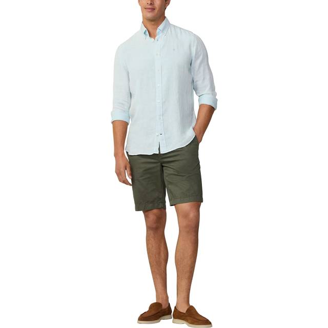 Hackett London Linen Tailored Fit Contrast Logo Shirt