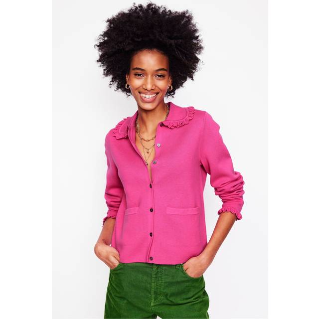 Boden Jessie Frill Collar Cardigan, Sorbet Pink