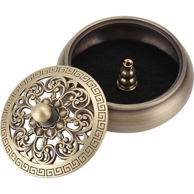 Household Copper Incense Burner Incense Burner Holders Craft Decoration (Round Bottom)