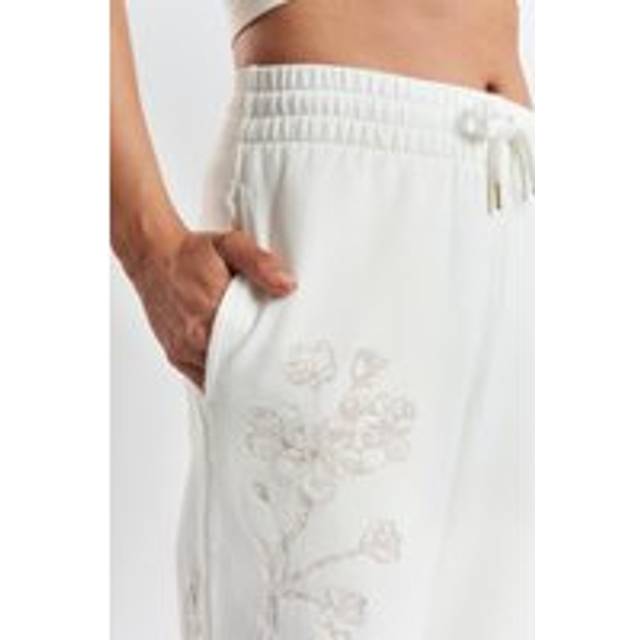 Sitka blossom-embroidered ethical-cotton joggers - Moonlight White