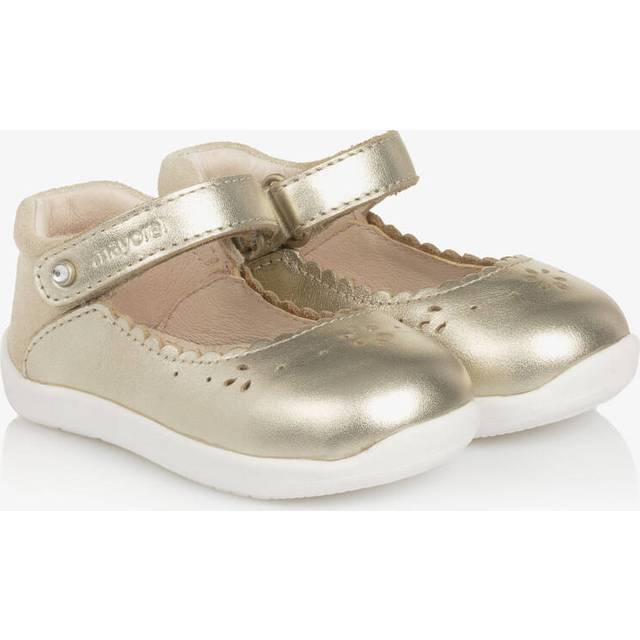 Mayoral Girls Metallic Gold Leather First Walker Shoes - 22