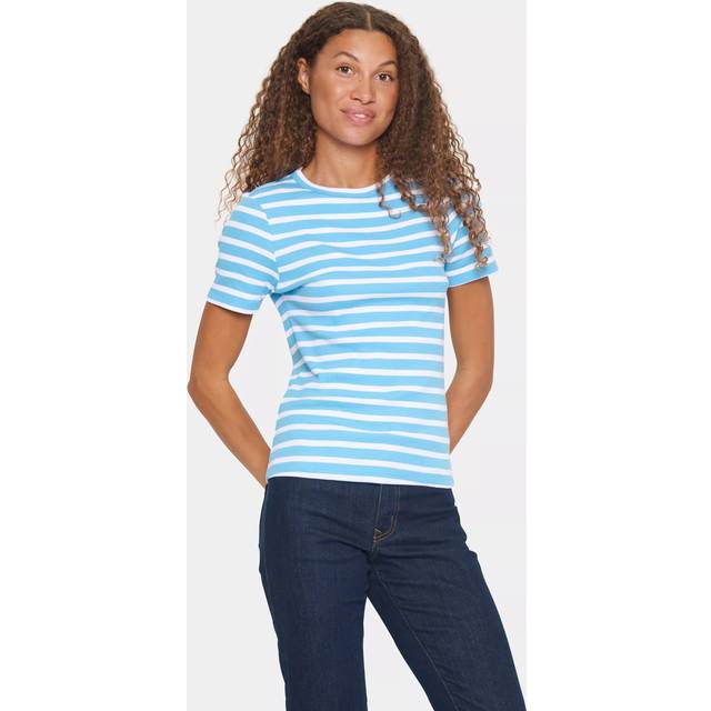 Saint Tropez Aster Short Sleeve Striped T-Shirt In Blue - XL